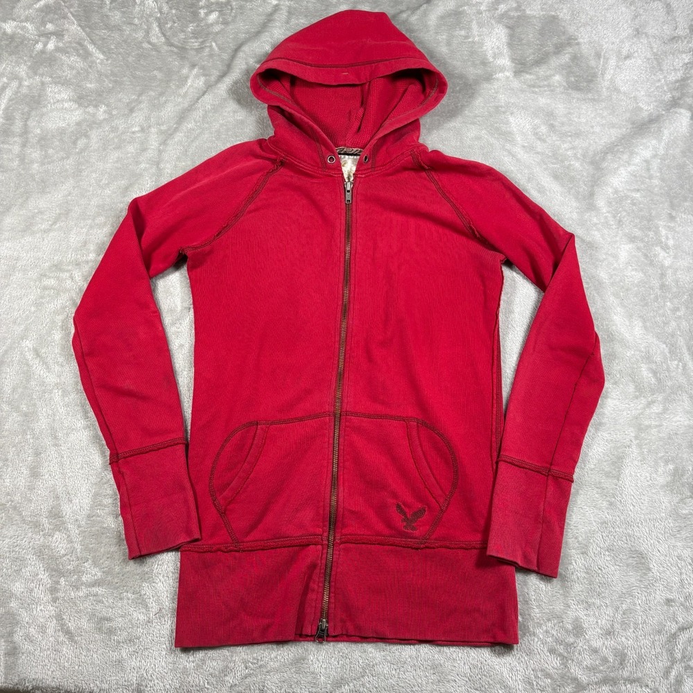 Abercrombie‎ Fitch Hoodie Womens XS Full Zip Embroidered Sweatshirt Y2K